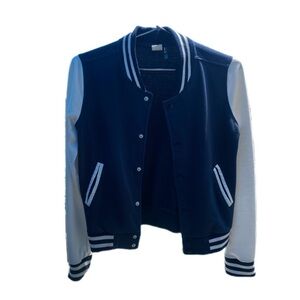 Blue & White Varsity Cotton Blend Varsity Jacket